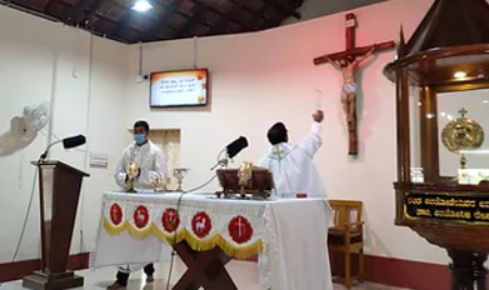 Eucharistic celebration at St Antony Chapel, Pakala￼